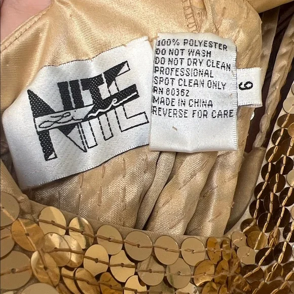 VTG Niteline gold sequined dress size 6 - Picture 3 of 5